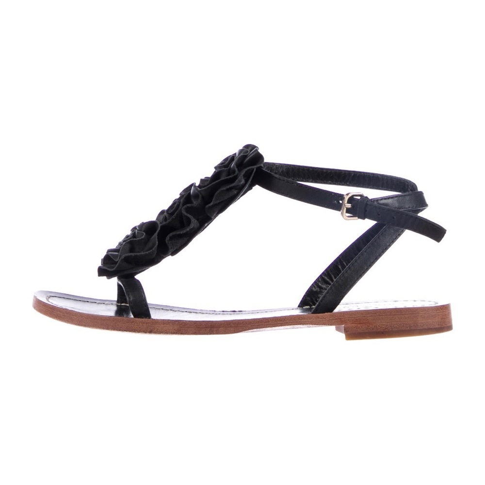 Kate Spade NY Black Flower Leather Sandals Size 6 - Picture 2 of 5